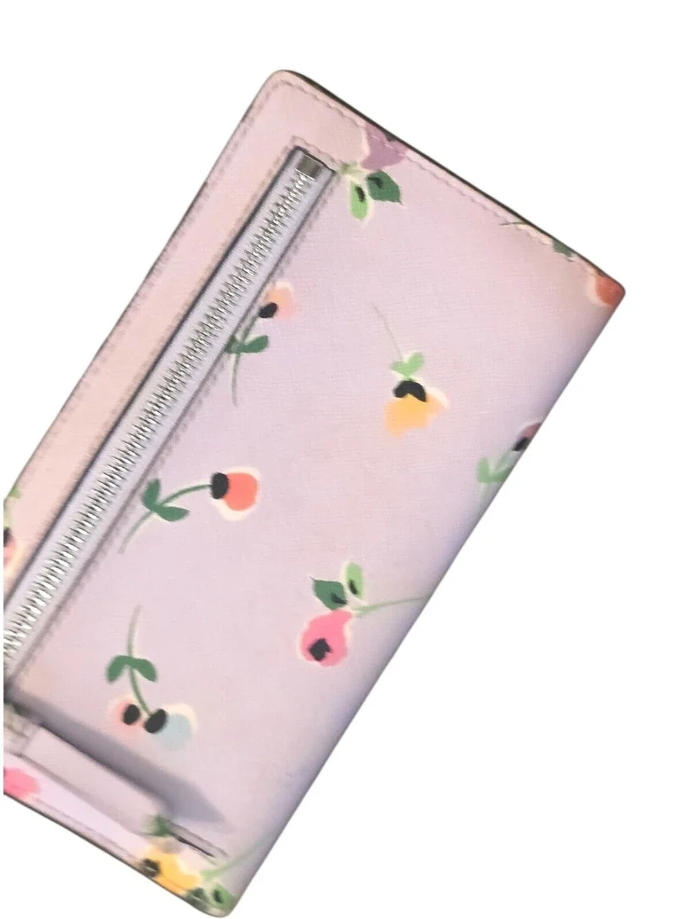 Kate Spade New York Pink Floral Saffiano Leather Bi-Fold Large Wallet Flowers